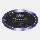 フローラブルーブラック製品ラベルグリッター星ロゴ 楕円形シール (正面)