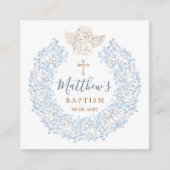 フローラブルーベビーエンジェルクロスバプテスマ エンクロージャーカード (正面)