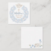 フローラブルーベビーエンジェルクロスバプテスマ エンクロージャーカード (正面/裏面)