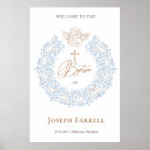 フローラブルーベビーエンジェルクロスバプテスマ ポスター (正面)