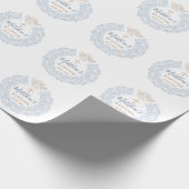 フローラブルーベビーエンジェルクロスバプテスマ ラッピングペーパー (角)