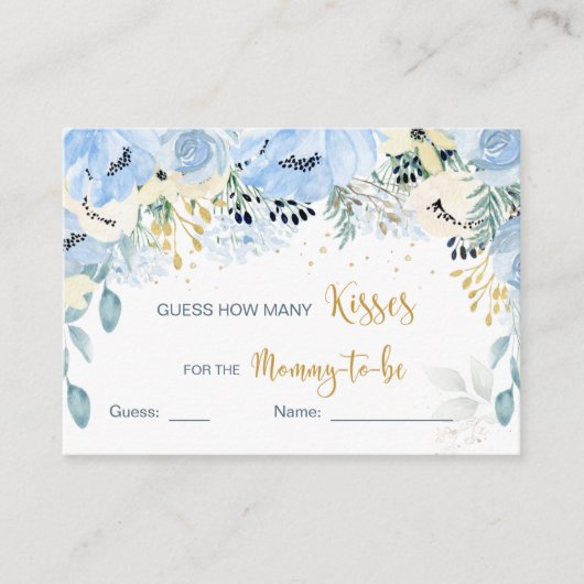 フローラブルーベビーシャワーはいくつのキス エンクロージャーカード (正面)