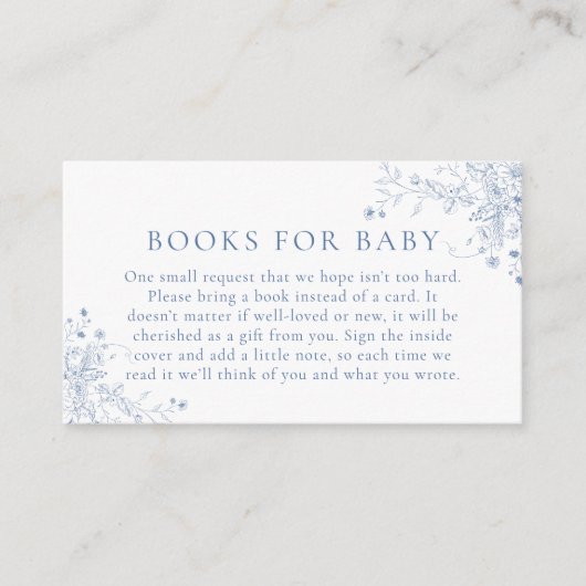 フローラブルーベビーシャワーブックベビー エンクロージャーカード (正面)