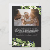 フローラブルーベリーグリーンリーフレームハッピーホリデー シーズンカード (裏面)