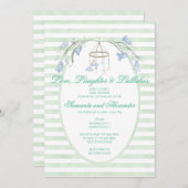 フローラブルーベルモバイルシテラルミントベイビーシャワー 招待状 (正面/裏面)