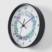 フローラブルーベル薄紫フラワーリースガーランド 壁時計 (傾斜)