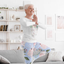 フローラブルーペリウィンクルかわいらしアクティブ レギンス