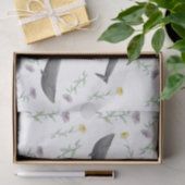 フローラブルーホエール春イラストレーションパターン 薄葉紙 (ギフト)