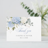 フローラブルーホワイトアジサイ結婚グリーンズ サンキューカード (スタンド正面)