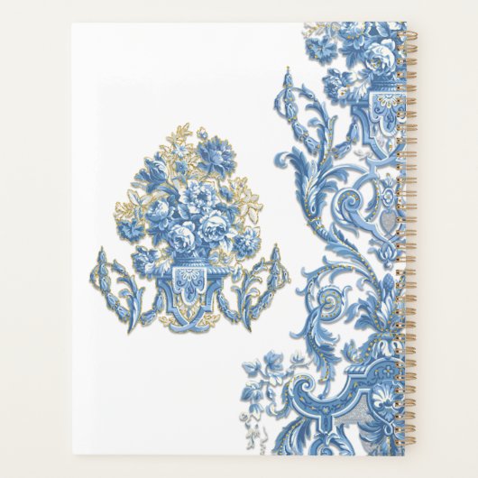 フローラブルーホワイトエレガントイングリッシュカントリーコテージ プランナー手帳 (裏面)