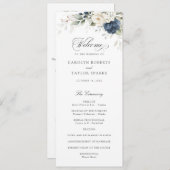 フローラブルーホワイトグリーンリー金ゴールド結婚式 プログラム (正面/裏面)