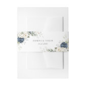 フローラブルーホワイトグリーン金ゴールドエレガントな結婚式 招待状ベリーバンド (正面例)