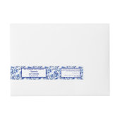 フローラブルーホワイト化粧品jarラベル1 x 7.25 ラップアラウンド宛名ラベル (正面)