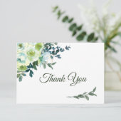 フローラブルーホワイト金ゴールドターコイズクリスチャン結婚ズ サンキューカード (スタンド正面)