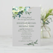 フローラブルーホワイト金ゴールドターコイズクリスチャン結婚ズ 招待状 (スタンド正面)