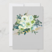 フローラブルーホワイト金ゴールドターコイズクリスチャン結婚ズ 招待状 (裏面)