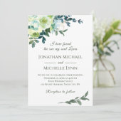 フローラブルーホワイト金ゴールドターコイズクリスチャン結婚ズ 招待状 (スタンド正面)