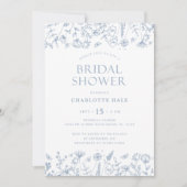 フローラブルーボタニカルブライダルシャワー 招待状 (正面)