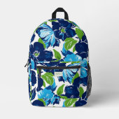 フローラブルーモダンとグリーンモノグラム プリントバックパック (正面)