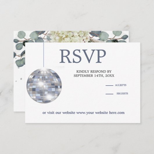 フローラブルーユーカリプトゥスエレガントな結婚式 出欠カード (正面/裏面)