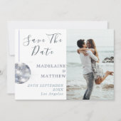 フローラブルーユーカリプトゥスディスコエレガントな結婚式 セーブザデート (正面)