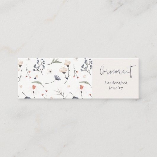 フローラブルーラストスクリプトイヤリングスタッドフープホルダー スキニー名刺 (正面)