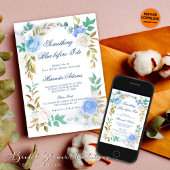 フローラブルーワイルドフラワーブライダルシャワー 招待状