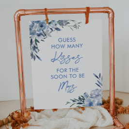 フローラブルー何人のキスブライダルシャワーゲーム ポスター