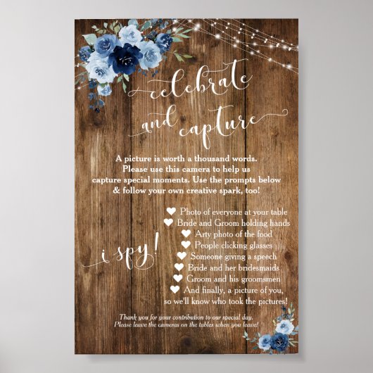 フローラブルー使い捨てカメラの指示記号 ポスター (正面)