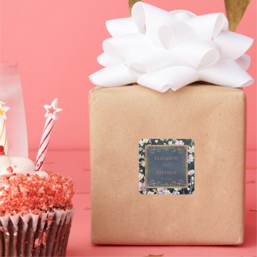 フローラブルー庭園の結婚式 スクエアシール (パーティー)