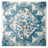 フローラブルー手作りタイル タイル (正面)