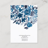 フローラブルー水彩ジュエリーイヤリングディスプレイ 名刺 (裏面)