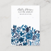 フローラブルー水彩ジュエリーイヤリングディスプレイ 名刺 (正面)