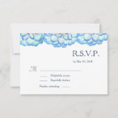 フローラブルー白赤面花びら結婚式RSVP 招待状 (正面)