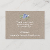 フローラブルー素朴バラサンキューベイビーシャワー エンクロージャーカード (裏面)