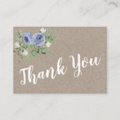 フローラブルー素朴バラサンキューベイビーシャワー エンクロージャーカード (正面)