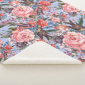 フローラブルー背景バラヒヤシンス野生の花 シェルパブランケット (3/4)