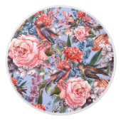 フローラブルー背景バラヒヤシンス野生の花 セラミックノブ (正面)