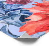 フローラブルー背景バラヒヤシンス野生の花 ポスター (角)