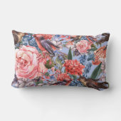 フローラブルー背景バラヒヤシンス野生の花 ランバークッション (裏面)