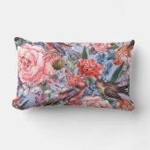 フローラブルー背景バラヒヤシンス野生の花 ランバークッション (正面)