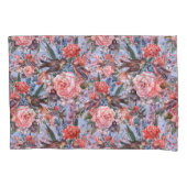 フローラブルー背景バラヒヤシンス野生の花 枕カバー (正面左)