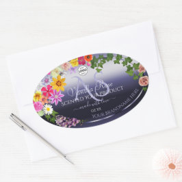 フローラブルー製品パッケージラベルモノグラムロゴ 楕円形シール