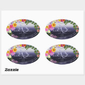 フローラブルー製品パッケージラベルモノグラムロゴ 楕円形シール (シート)