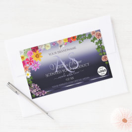 フローラブルー製品パッケージラベルモノグラムロゴ 長方形シール