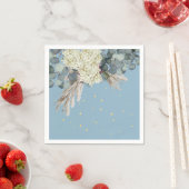 フローラブルー金ゴールドエレガント誕生日 スタンダードカクテルナプキン (インサイチュ)