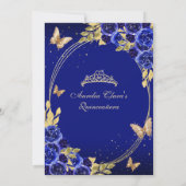 フローラブルー金ゴールドティアラバタフライミキンセアニラ 招待状 (裏面)