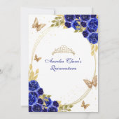フローラブルー金ゴールドティアラバタフライミキンセアニラ 招待状 (裏面)