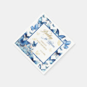 フローラブルー金ゴールドバタフライベビーイン開花シャワー スタンダードカクテルナプキン (角)