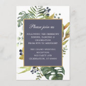 フローラブルー&グリーン、金ゴールドアンパサンド披露宴 エンクロージャーカード (裏面)